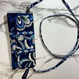 Vera Bradley wallet in the "Mediterranean Blue" pattern. Crossbody/wristlet